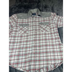 Vintage Wrangler, brush popper, pearl snap‎ shirt size XL